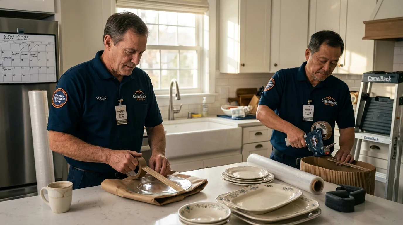 Professional crew packing kitchen dishware in Jerome, PA